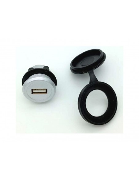 Presa USB da incasso / pannello passante IP65 - Presa USB A Presa USB A -  d22mm Colore Silver