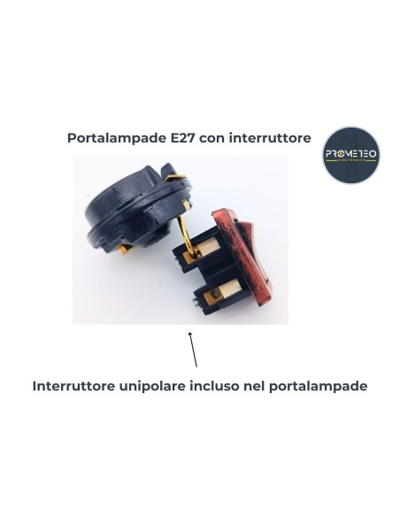 Portalampade E27 Con Interruttore Bianco Parzialmente Filettato