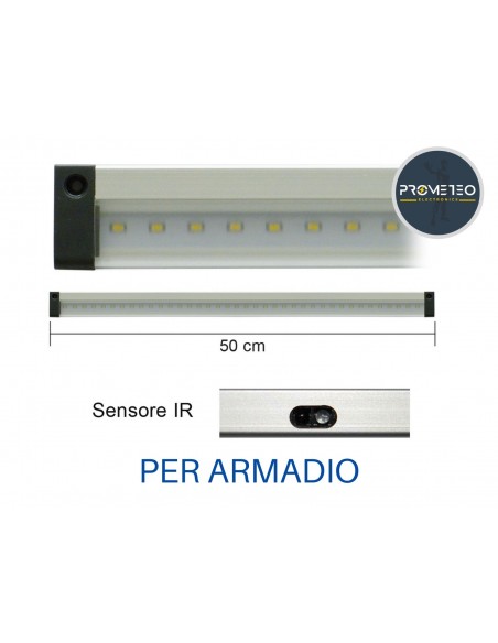 Barra Led con sensore Pir / Touch 100cm per armadio 10W 800 Lumen 4000K 12V