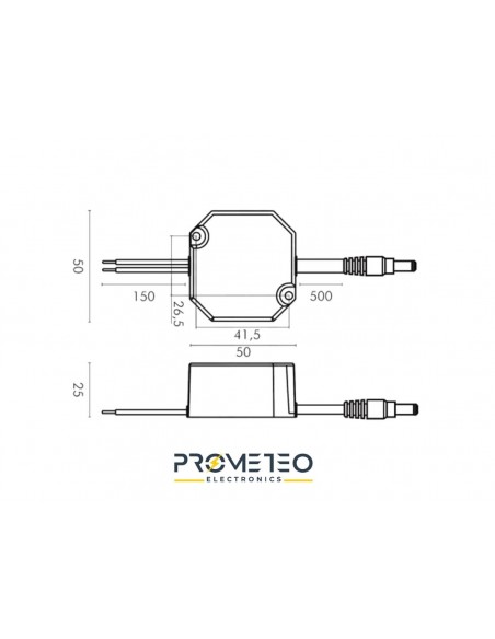 Alimentatore 12v 1A IP67 per videosorveglianza spina cablata 5,5 x 2,1mm -  incasso su 503